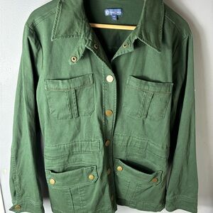 Democracy Olive Utility Jacket with Gold Accents